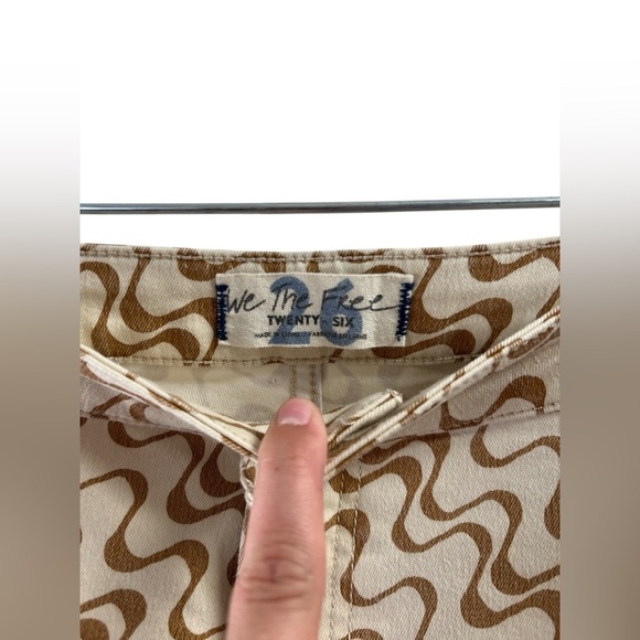 Free people wide leg flare high waisted brown and ivory pants - Picture 3 of 6